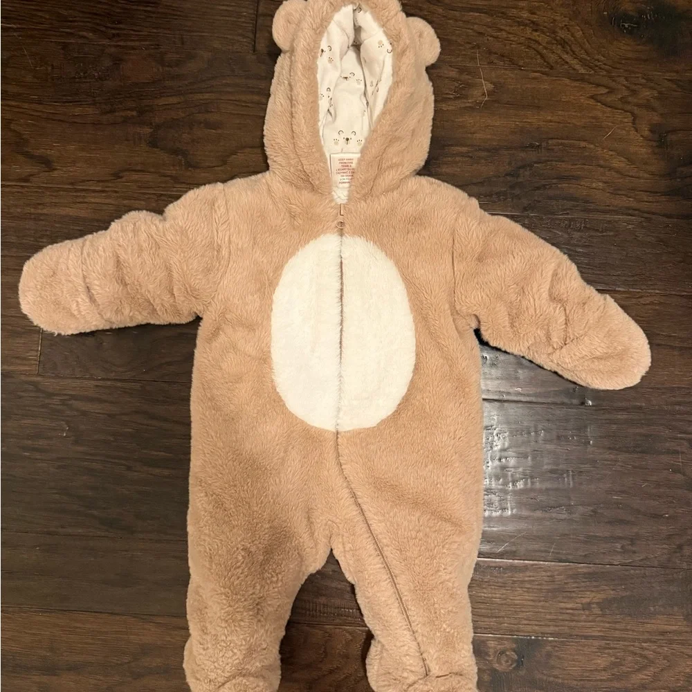 Cozy Tan Bear Onesie for Baby